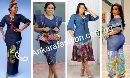 Jean Gown With Ankara Patches