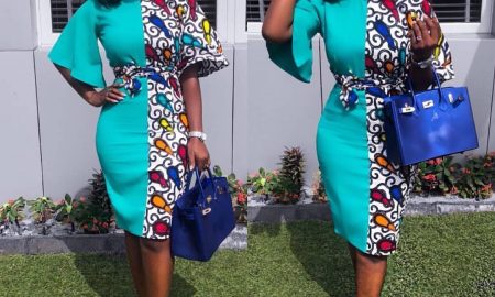 Plain Material With Ankara Patches