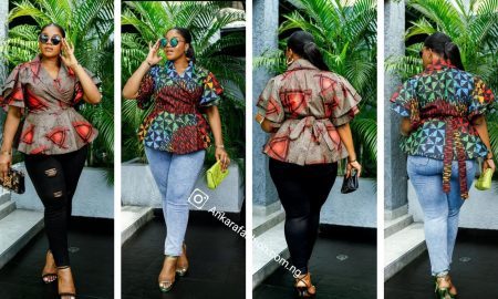 Peplum tops made with Ankara